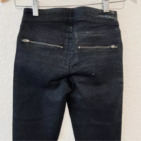 New Guess Tiesto Croc Embossed Sparkle Skinny  Jeans 0 24 - Picture 3 of 12